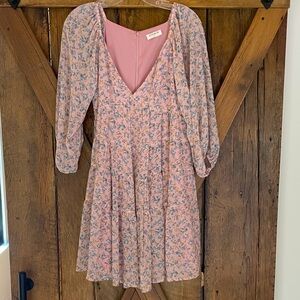 Storia Size Small Pale Pink & Blue Floral Print Dress